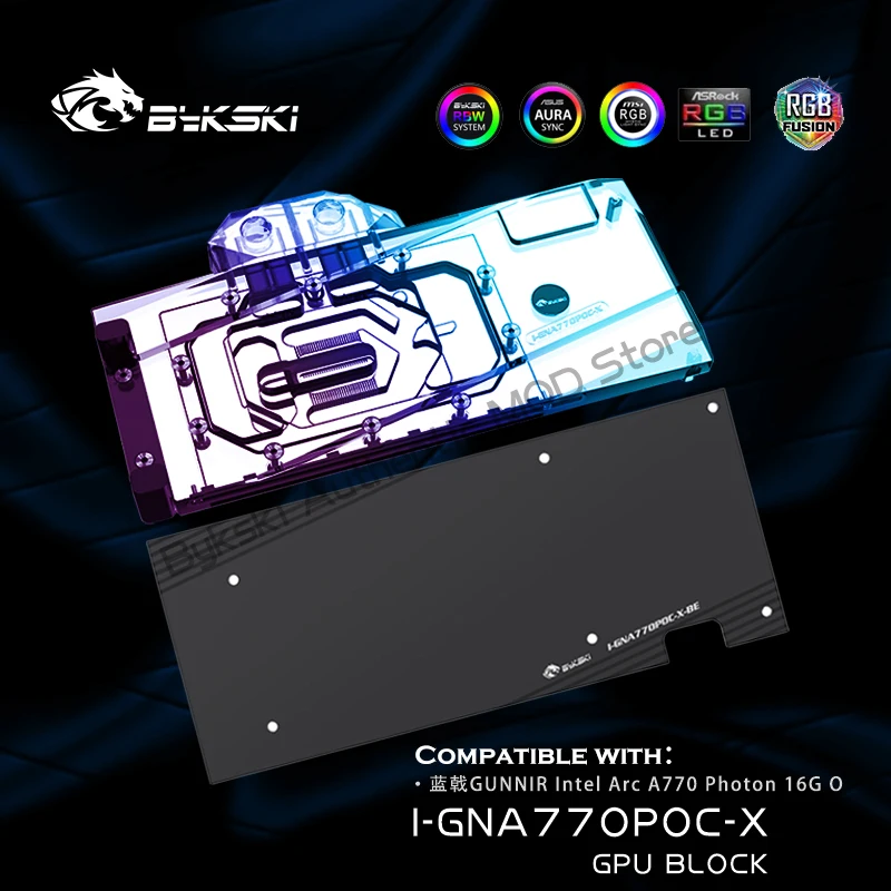 Bykski I-Gna770Poc-X,Gpu Water Block Compatibile Gunnir Intel Arc A770 Photon 16G Oc Scheda Grafica, Radiatore Di Raffreddamento Vga