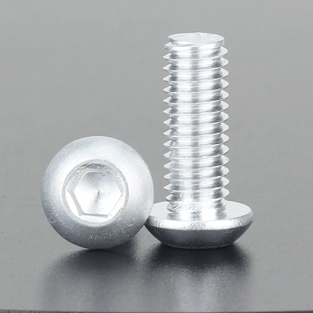 M2M4M6x4/5/6/8/10/12/14/16mm 6063 Aluminum Alloy Button Head Screw Bolts Hex Socket for Model Aircraft Car DIY