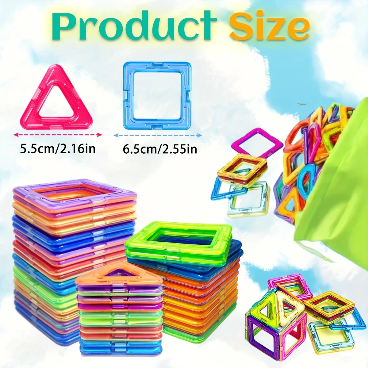 Magnetic Building Blocks Magnetic Building Blocks Big Size STEM Toys Learning Educational Constructor Set Magnet Toys Birthday Christmas Halloween Gift