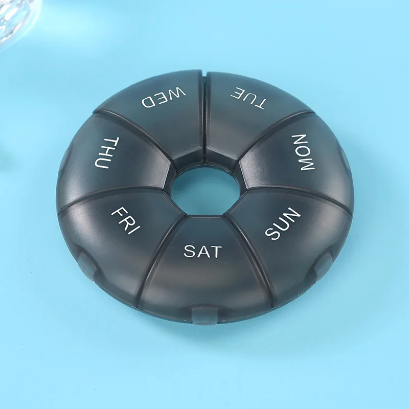 Compact Round Pill Case - 7-Day Portable Tablet Organizer & Travel Storage Container