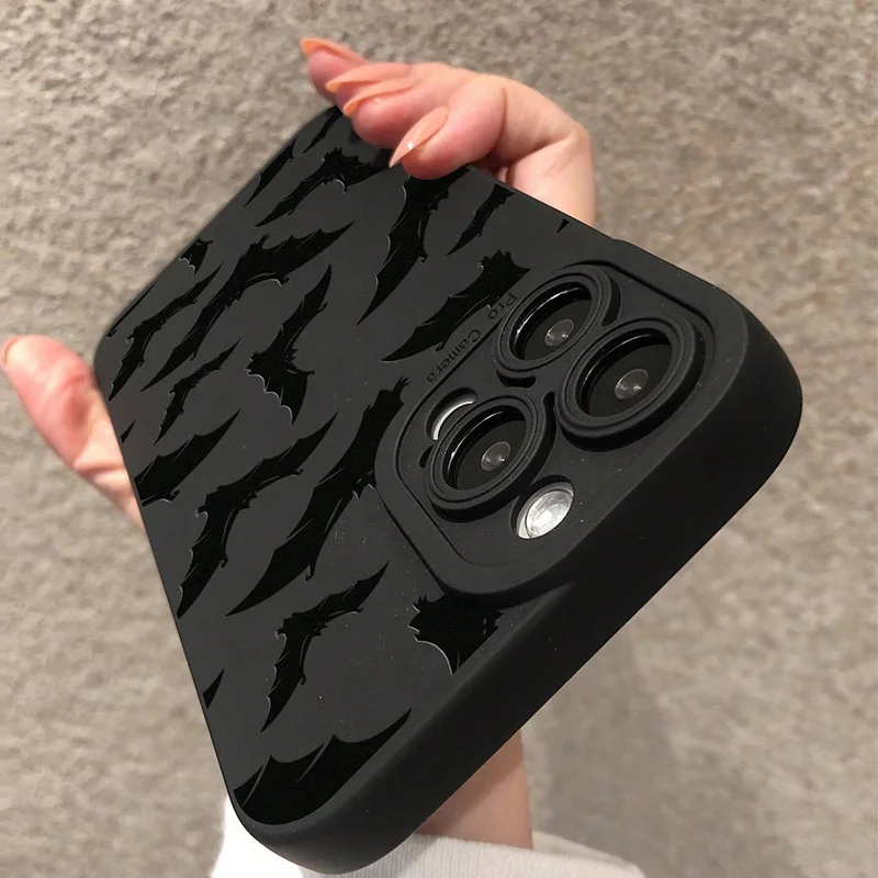 Bat Print Silicone Phone Case - Stylish and Durable Protective Cover