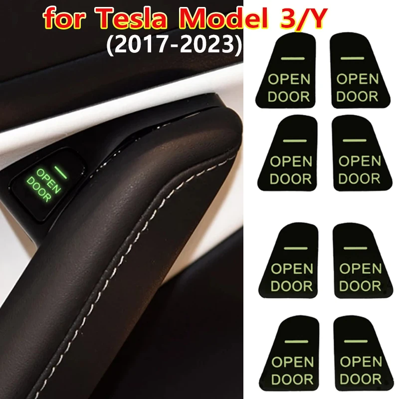 테슬라 모델 3 Y 2023 암레스트 윈도우 리프트 버튼 스위치 라이트 커버 리마인더 액세서리용 발광 오픈 도어 버튼 스티커