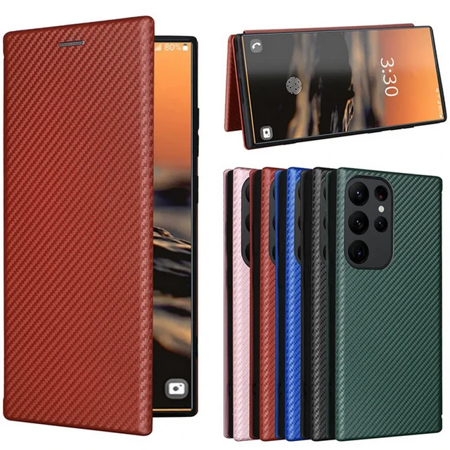 Flip Case For Samsung Galaxy S24 Ultra 5G Fiber Leather Card Magnetic Book  Funda For Galaxy