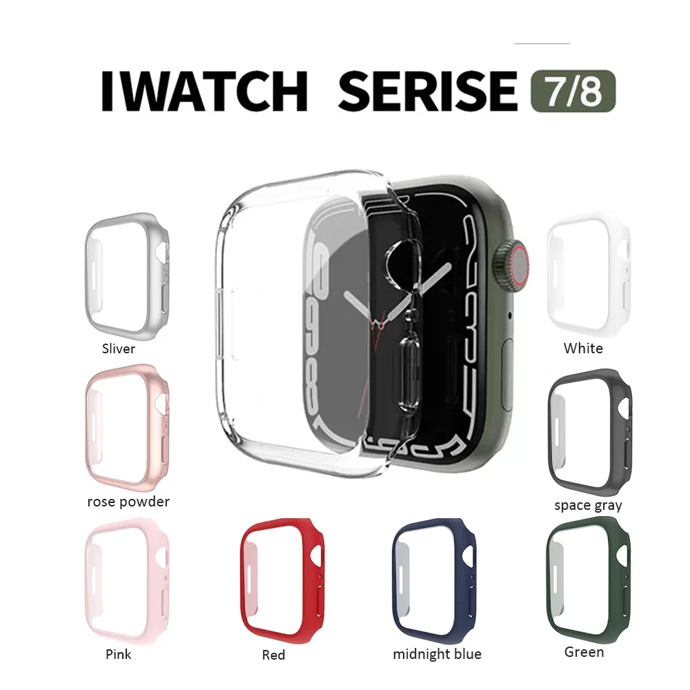 Vetro + Cover Per Apple Watch Case 45Mm 41Mm 44Mm 40Mm 42Mm 38Mm Iwatch 8 3 6 Se Screen Protector Apple Watch Series 7 Accessori