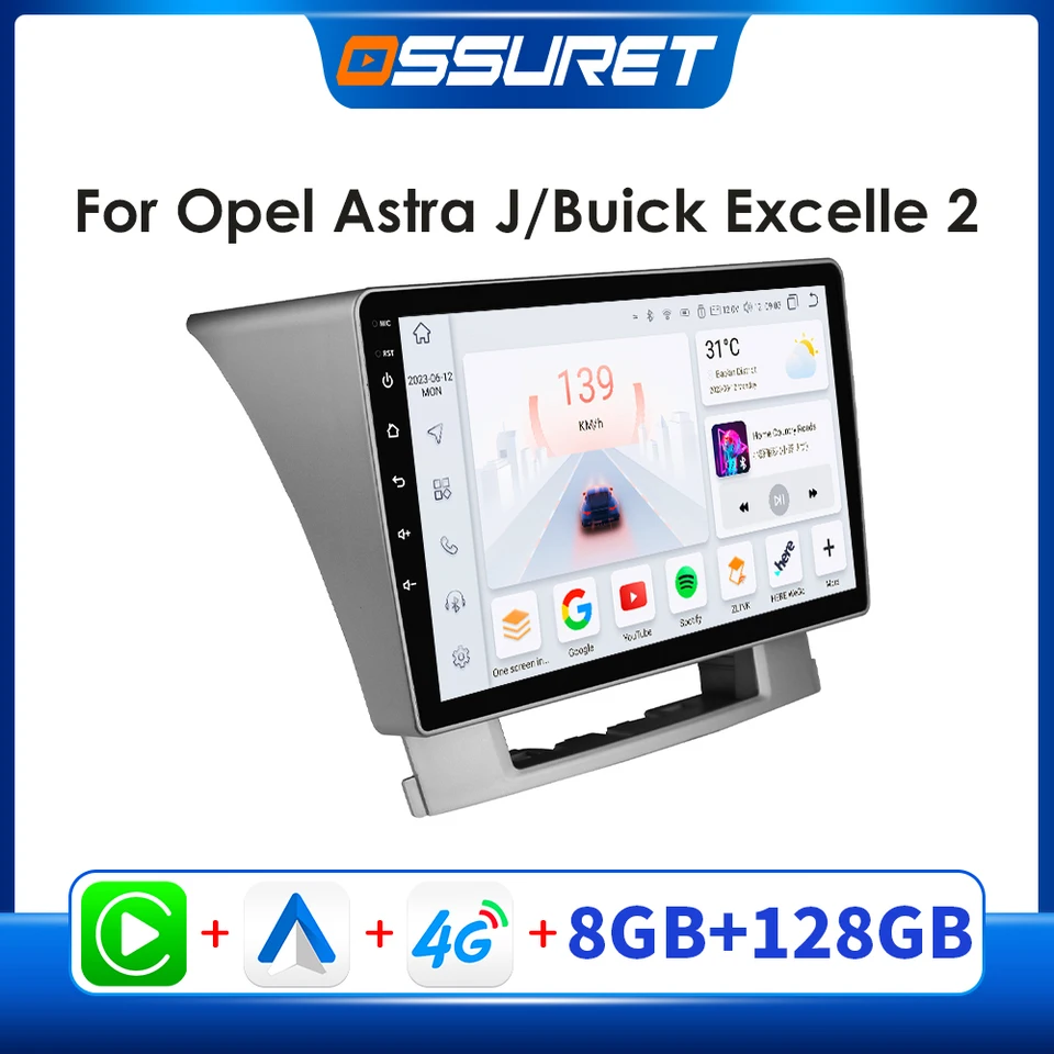 Inefala 2G 64G Stereo For Opel Astra J/Vauxhall Astra/Buick Excelle(w/ECO) 2009-2015 CarPlay Car Stereo Android 15 9.7" Touchscreen Android Auto Backup Camera GPS FM IPS RDS EQ 10UI