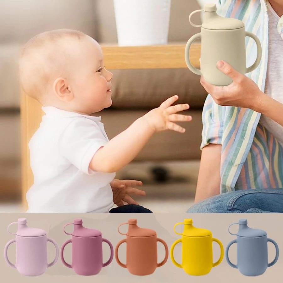 New Mother Kids Baby Silicone Cups With Lid Portable Learning Drinking ​Cup Children's Water Bottle Baby Items Free Shipping 6