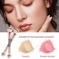 Pinceau de maquillage double embout, pinceau de mélange rond + pinceau à blush angulaire, outil de maquillage à poils doux 6