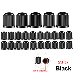 Durable Plastic Tire Valve Stem Dust Covers - Universal Fit for Various Vehicles (10/25/50/100 Pack) (Black - 25Pcs)