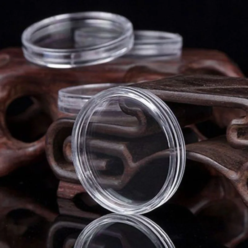 Plastic Coin Holder Capsules 100Pcs Storage Clear Round Display Cases For Coins Storage Capsules Protection Boxes Container 21mm