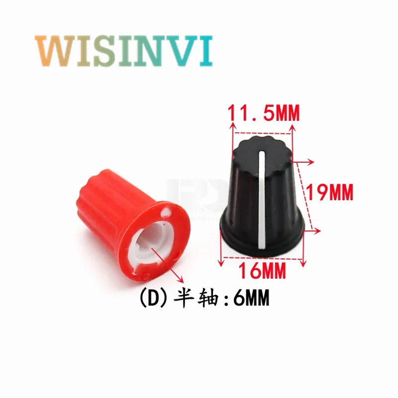 5PCS Color Rubber Half Shaft Knob Diameter 16 mm Height 19mm Rubber Potentiometer Knob 180 Degree D-Shaped Inner Hole 6mm rubber knob potentiometer knob cap
