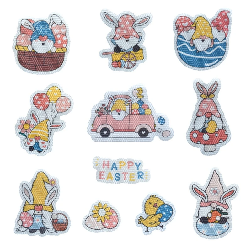 

1 Set Easter Bunny Reflective Magnet Car Decorations Rabbit Easter Egg Faceless for Doll Automotive Drop shipping