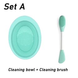 Compact Silicone Makeup Brush Cleaner - Portable Beauty Tool (Set A)