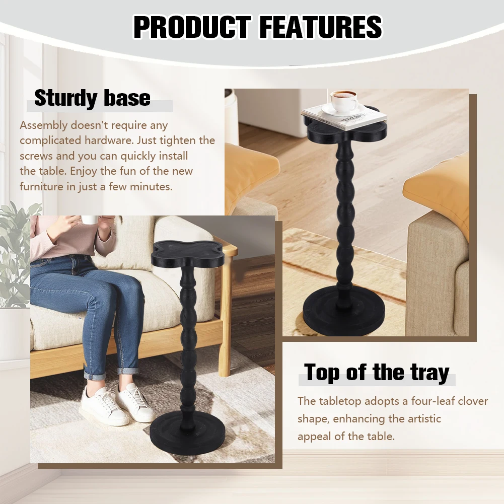 Compact Tea Table Portable End Table Couch Side Table for Coffee Drink Snack Living Room