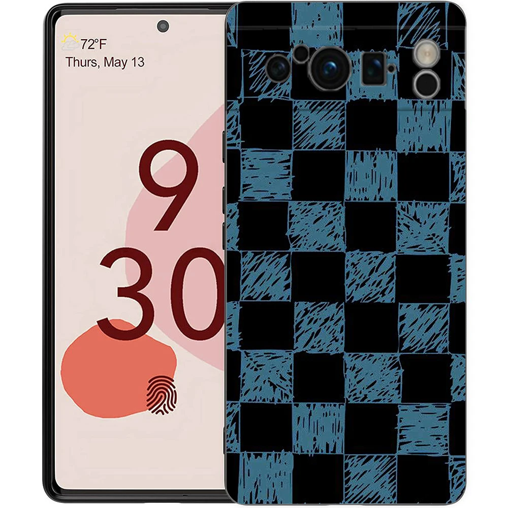 Elegant Checkerboard Chess Board Design Soft Black TPU Phone Case - Luxury Back Cover
