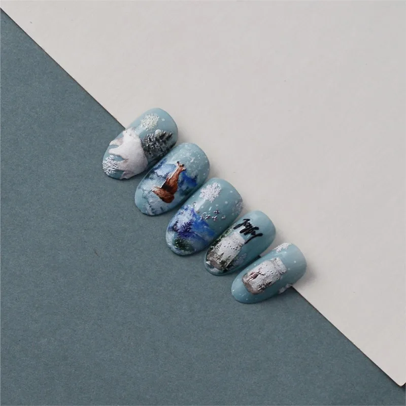 Bears in Forest 5D Nail Stickers Transfer Decals Sliders Wraps For Nail Reliefs 6