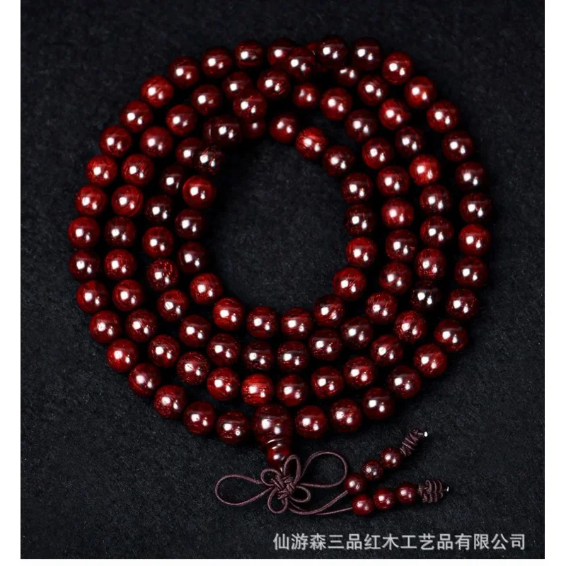 

Indian Old Material Small Leaf Red Sandalwood 108 Hand String Male and Female Buddhist Beads Bracelet High-density Parallel