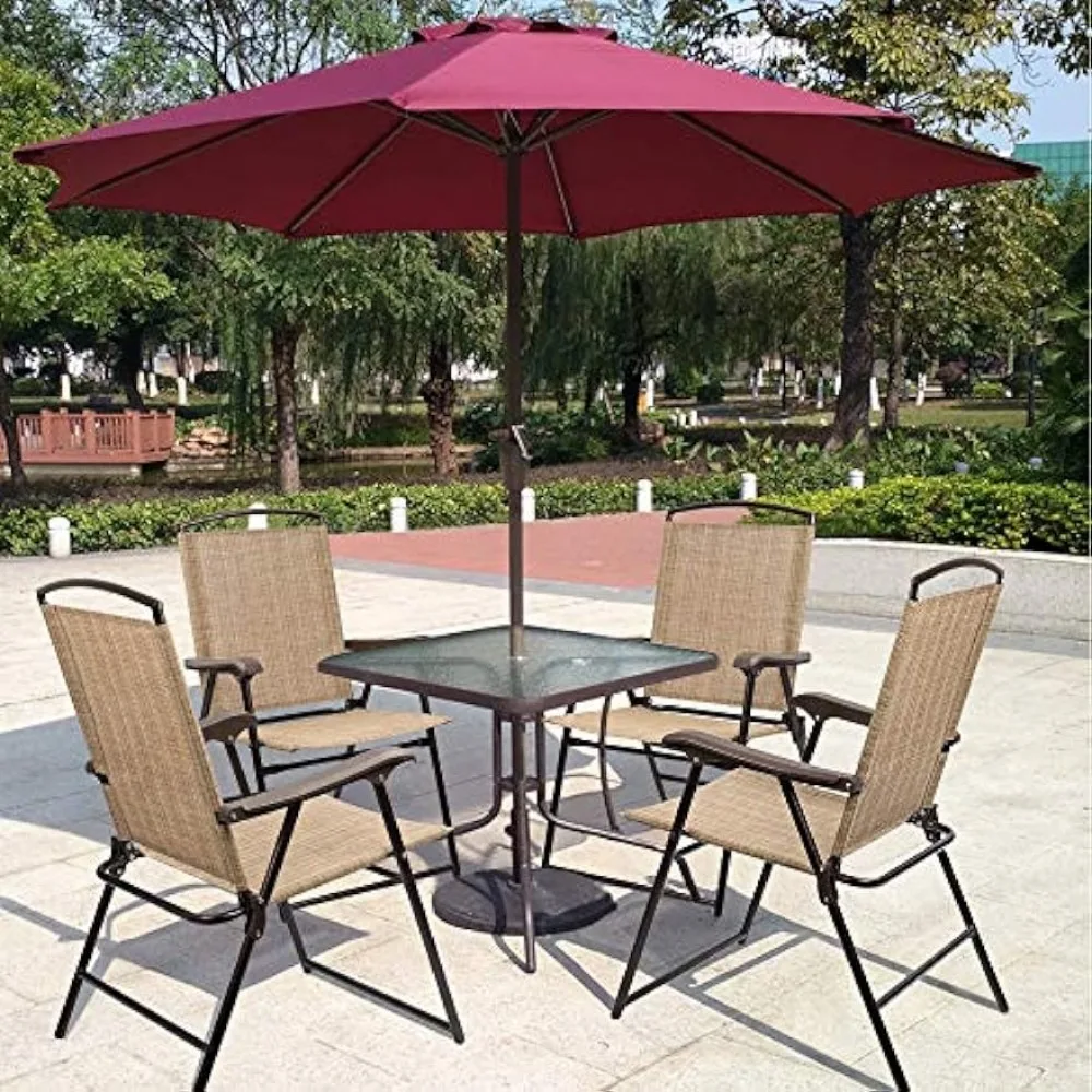 Patio Folding Chair Deck Sling Chair Camping Garden Pool Beach Using Chairs Space Saving Set of 2