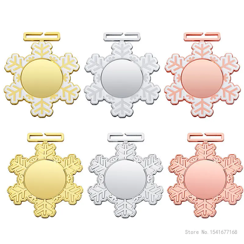 Winter Games Snowflake Medal, Figure Skating, Single and Double Board, Roller Skating, Metal Paint, Snowflake Shape Medal, 10Pcs