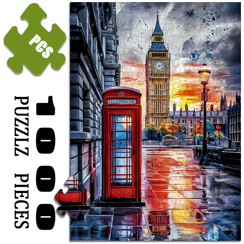 Cityscape Theme, London Landmark 1000pcs Jigsaw Puzzle Toy for Adults - Interactive Family Game & DIY Home Decor Brain Challen