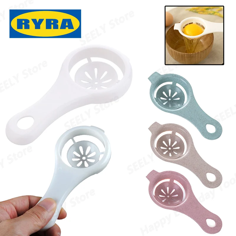 Egg Separator Kitchen Accessories White Egg Spoon Mini With Silicone Holder Separates Sieve Eggs Tool Plastic
