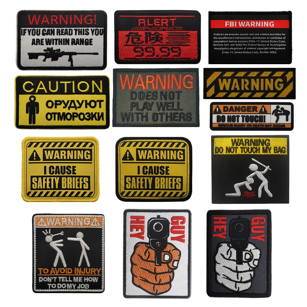 Danger Warning Sign Embroidery Patches DO NOT Touch My Bag DOES NOT ...