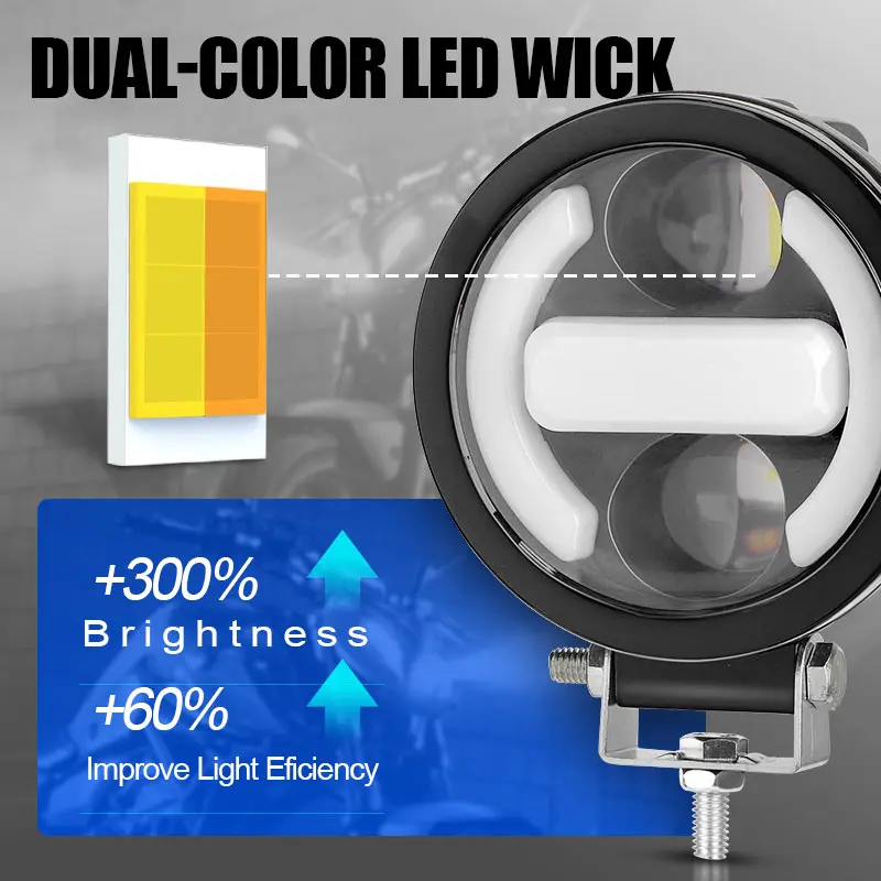 3.5인치 원형 LED 헤드라이트 작업등 12V 24V 하이 로우 빔 헤드라이트 6000K 화이트 혼다 토요타 지프 픽업 오프로드용