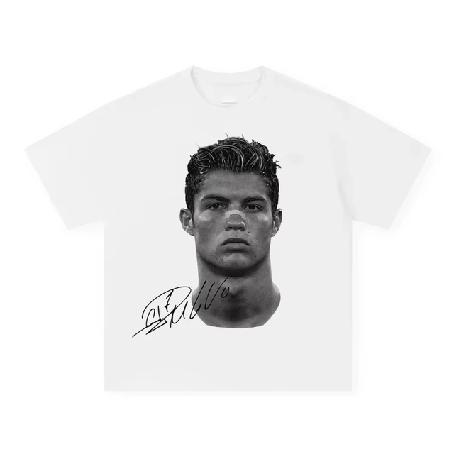 Men T-thirts Cristiano Ronaldo Pure Cotton American-style Streets Both Sexes Fashionable Vintage Print Short-sleeved T-shirt 2