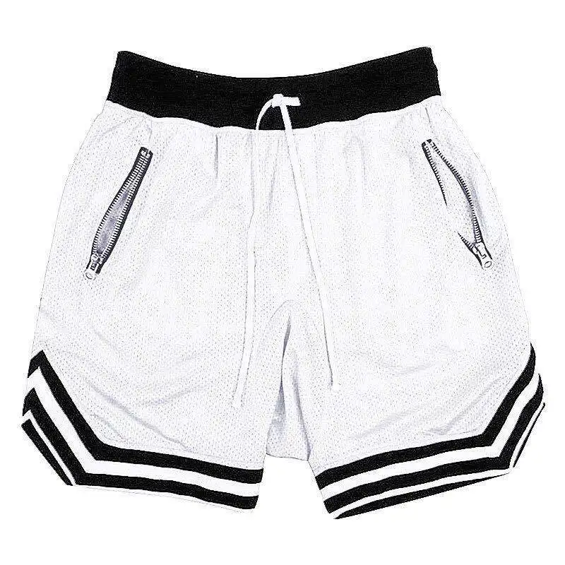Blanco - Negro - Pantalon Corto con Bolsillo para Hombre