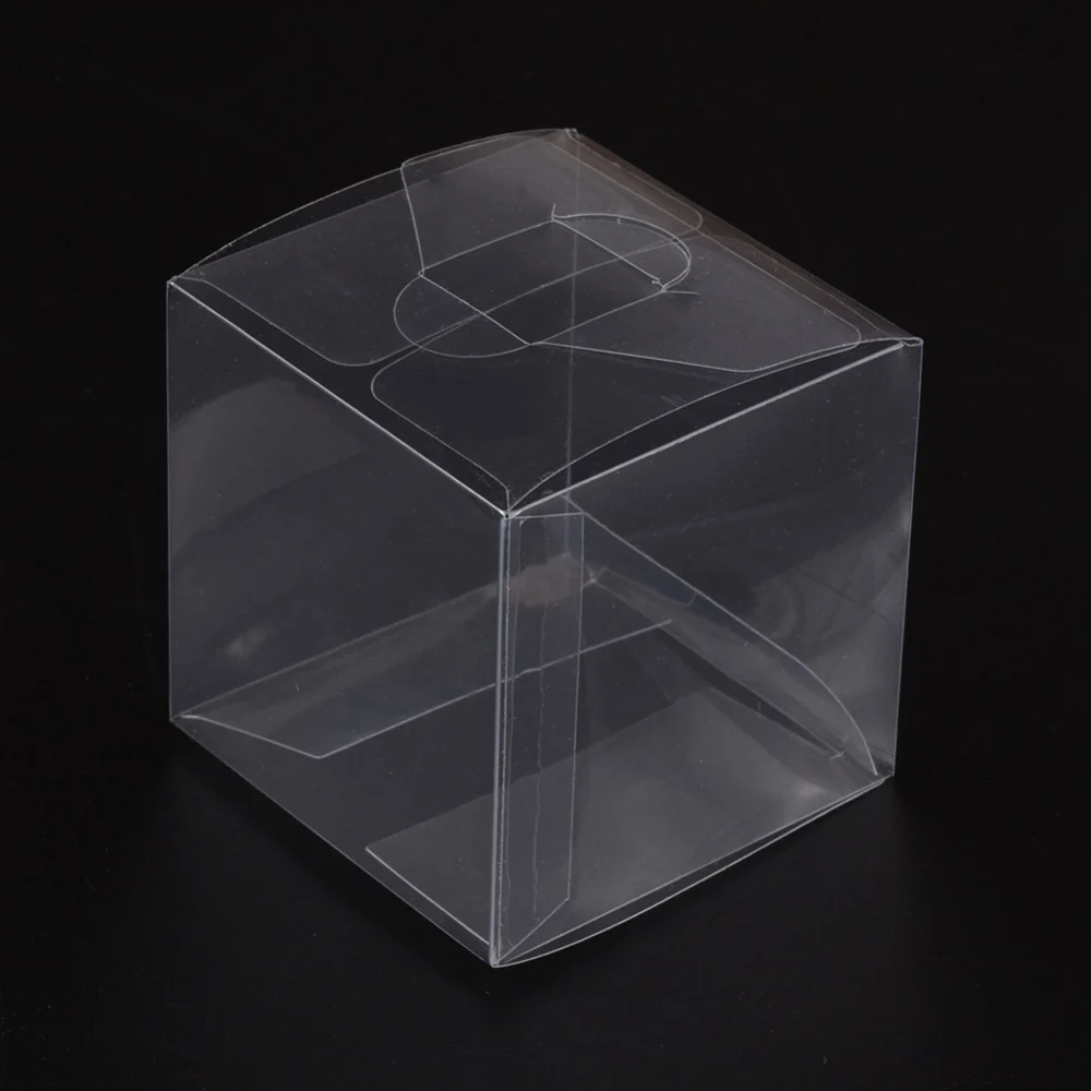 30Pcs Large Capacity 9x9x9cm Cube Foldable Transparent Plastic Box Gift Packaging Case Wedding Party Jewelry Display Container