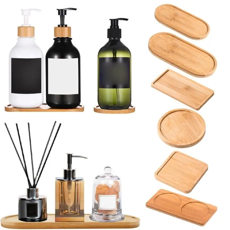Multifunctional Plant Pot Holder Oval Bamboo Wood Plant Tray Bathroom Kitchen Shampoo Tray Round Plant Drainage Tray 2