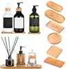 Multifunctional Plant Pot Holder Oval Bamboo Wood Plant Tray Bathroom Kitchen Shampoo Tray Round Plant Drainage Tray 2