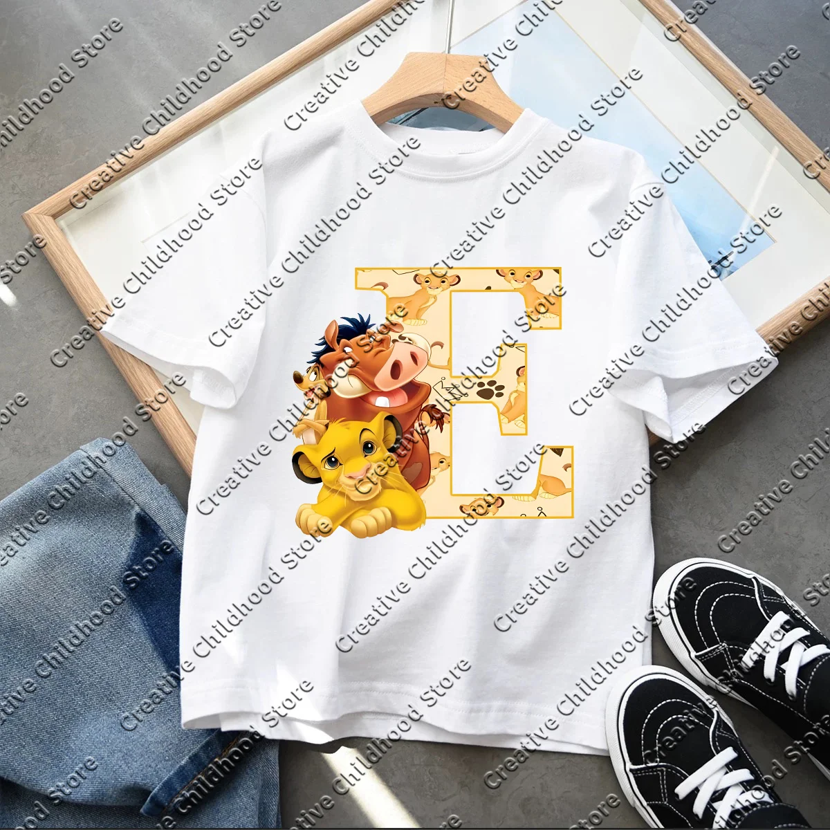 2025 Disney The Lion King Cute Simba Letter A B C D Print Kids T-Shirts Girls Clothes Baby Boys T shirt Summer Children Tops 6