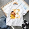 2025 Disney The Lion King Cute Simba Letter A B C D Print Kids T-Shirts Girls Clothes Baby Boys T shirt Summer Children Tops 6