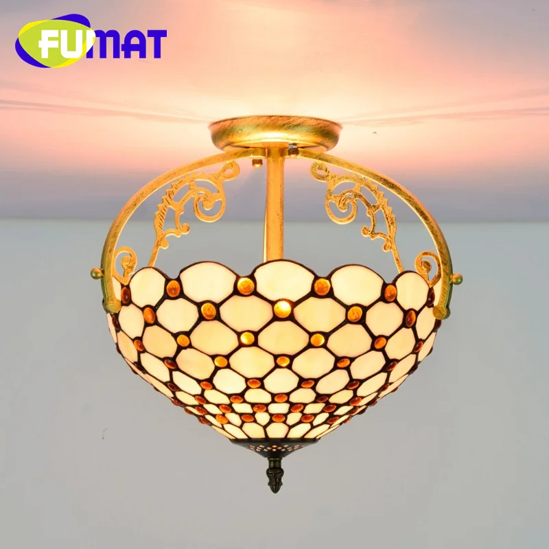 

FUMAT Tiffany Mediterranean-style minimalist 12inch glass chandelier deco dining room hallway hallway bathroom ceiling light