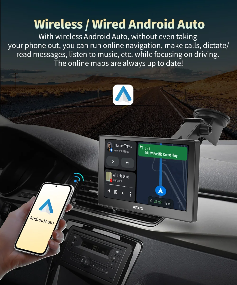 ATOTO автомобильный радиоприемник P8 портативный беспроводной CarPlay 7 ...