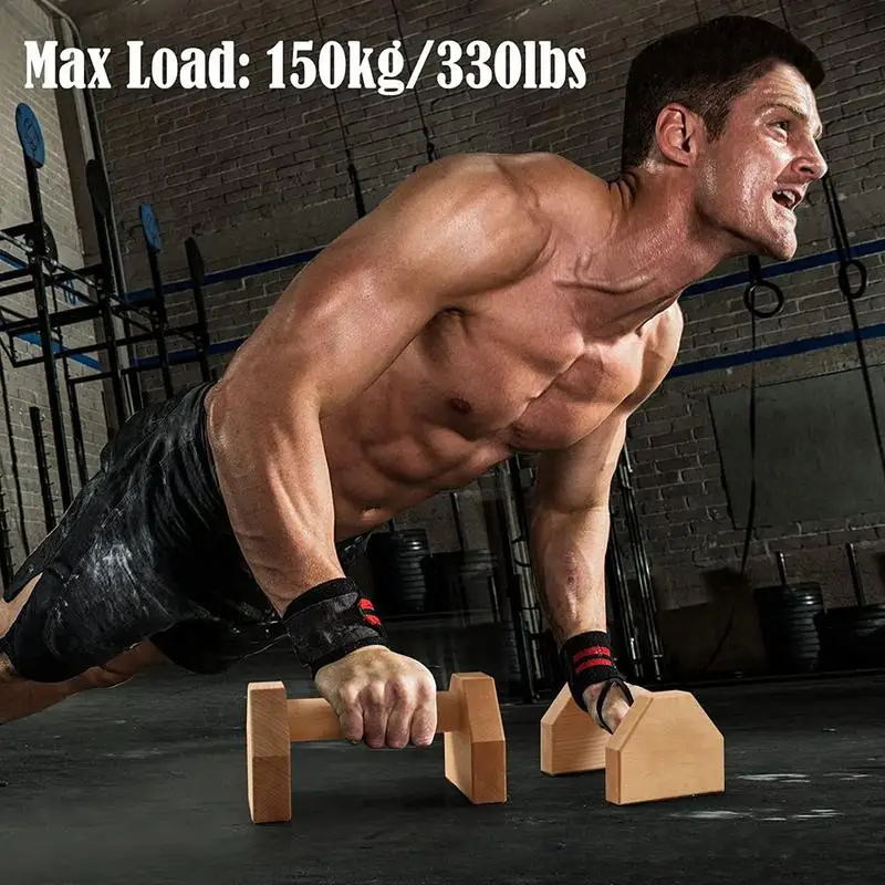 Wood Push-Up Stand 2pcs Anti-Slip Handstand Bar For Fitness Abdominal Exercise Floor Bar Single And Double Exercises Helper