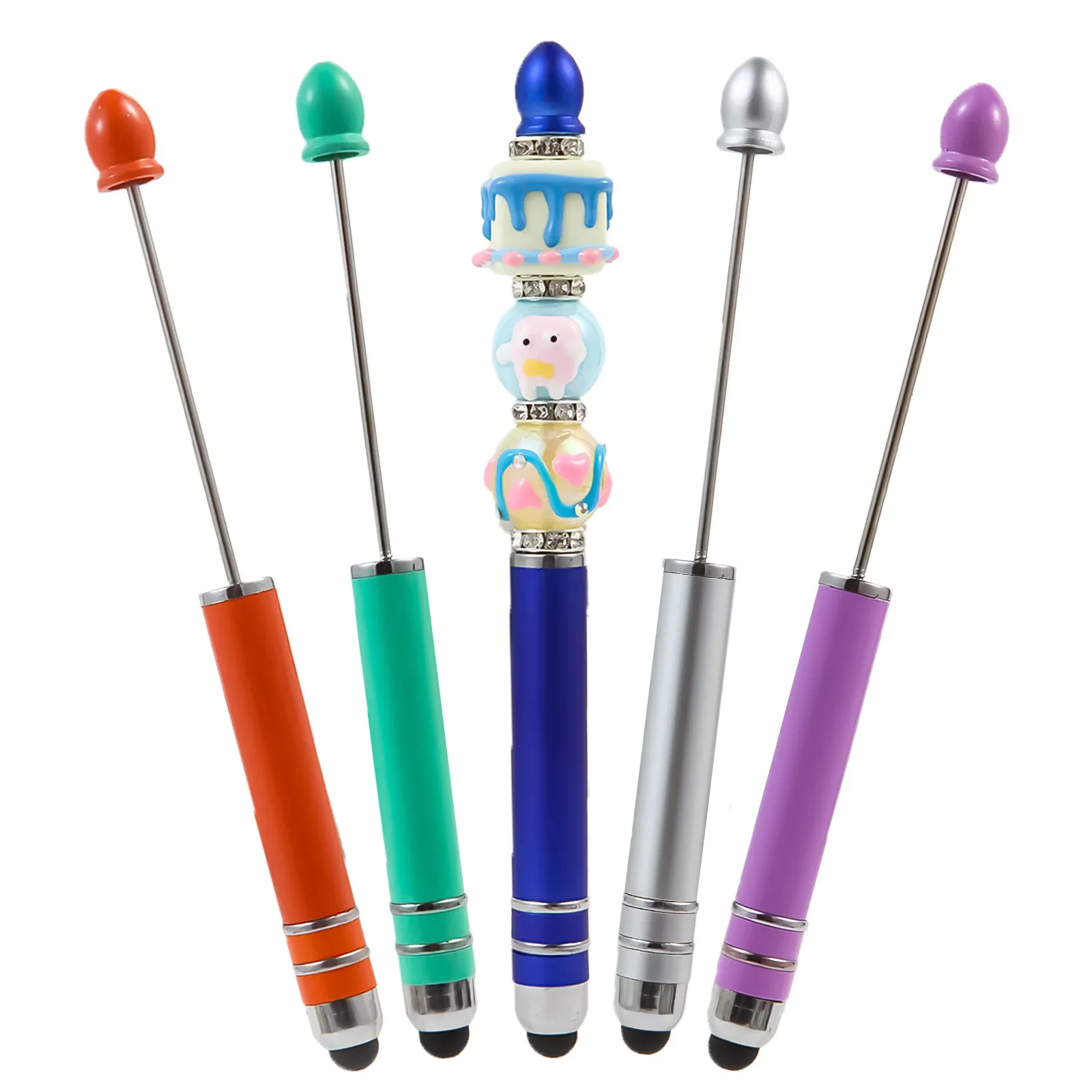 30pcs DIY Touch Screen Beaded Ball Pen Creative Beadable Ballpoint Pens Cute Stationery Pens for Writing School Office Supplies