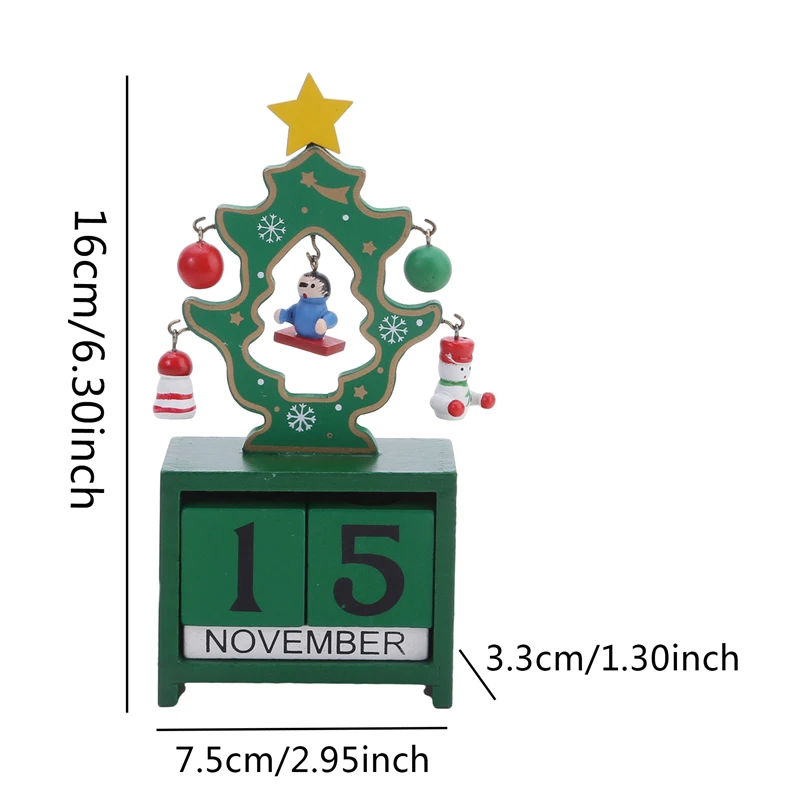 Festive Wooden Countdown Calendar with Santa and Snowman - DIY Tabletop Christmas Decoration