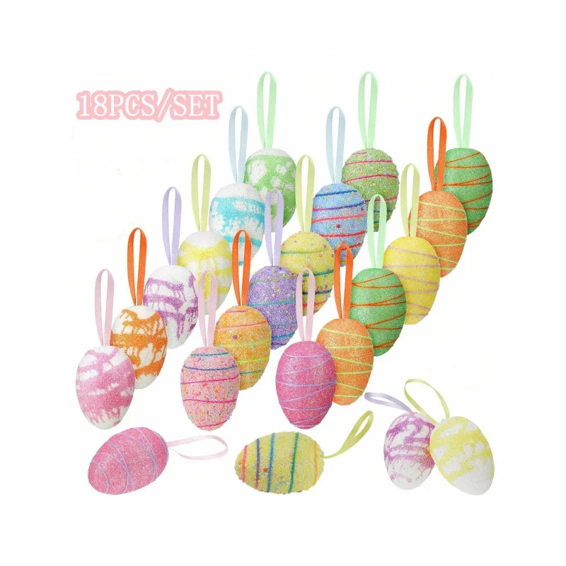 24 Easter tree ornaments, sparkling rabbit craft home party game wall