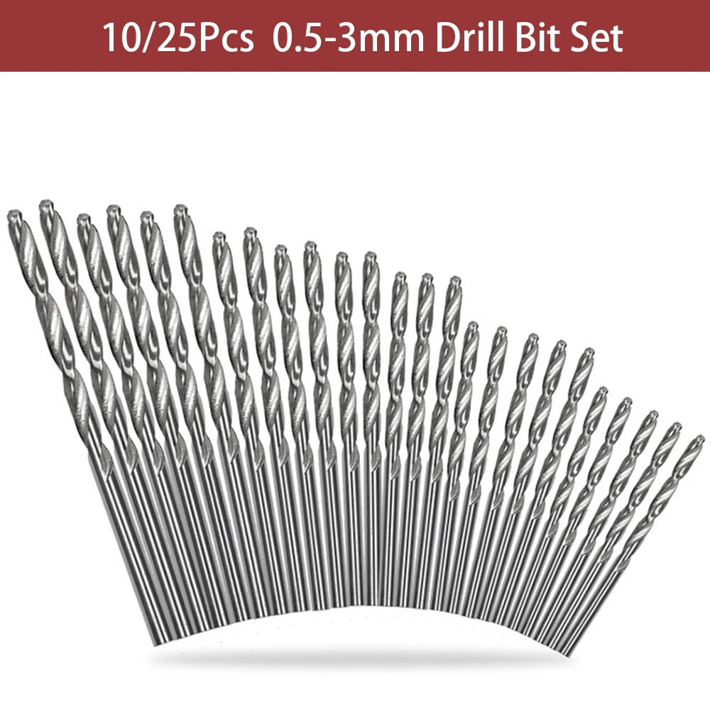 10/25pcs Hss 0.53mm Drill Bit Set High Speed Steel Titanium Coated