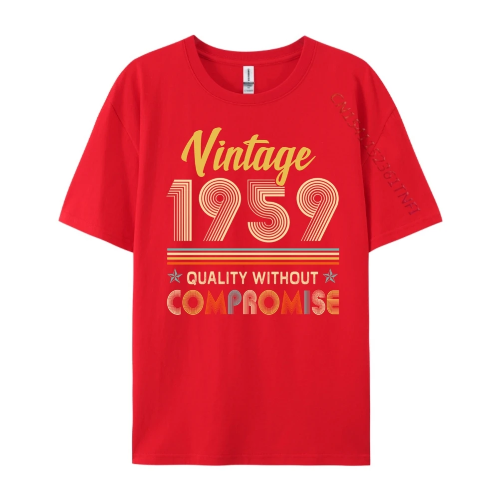 Vintage 1959 Birthday Legend Since T Shirts Girlfriend Slogan Christmas Tees Short Sleeve Funny Tee Shirt Crewneck 100% Cotton Vintage 1959 Birthday Legend Since 1959 _A3591 red