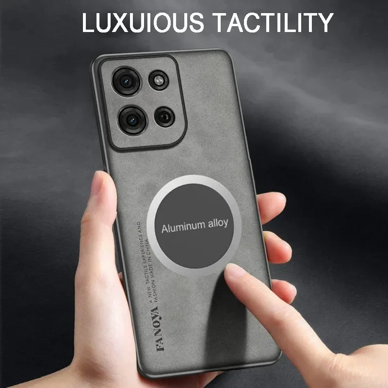 Sheepskin Leather Magnetic Car Mount Phone Case with TPU Protection