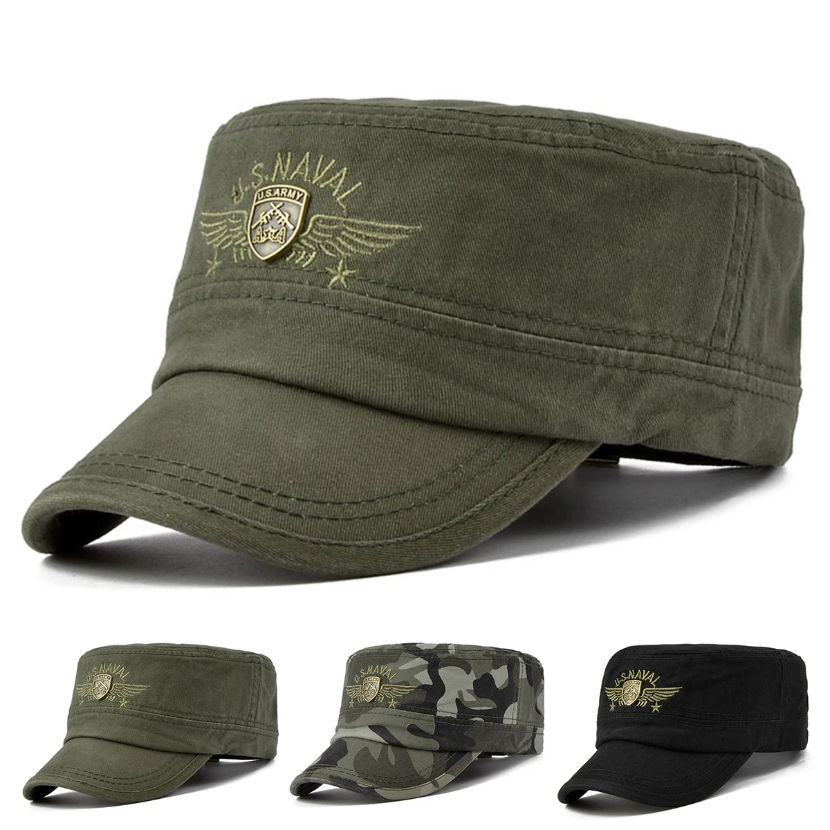 Fashion USNAVAL Letter Embroidery Baseball Cap Spring Autumn Outdoor Adjustable Casual Hats Men Flat Top Captain Military Caps baseball cap,flat cap,camouflage baseball cap,cap hat,flat vintage cap