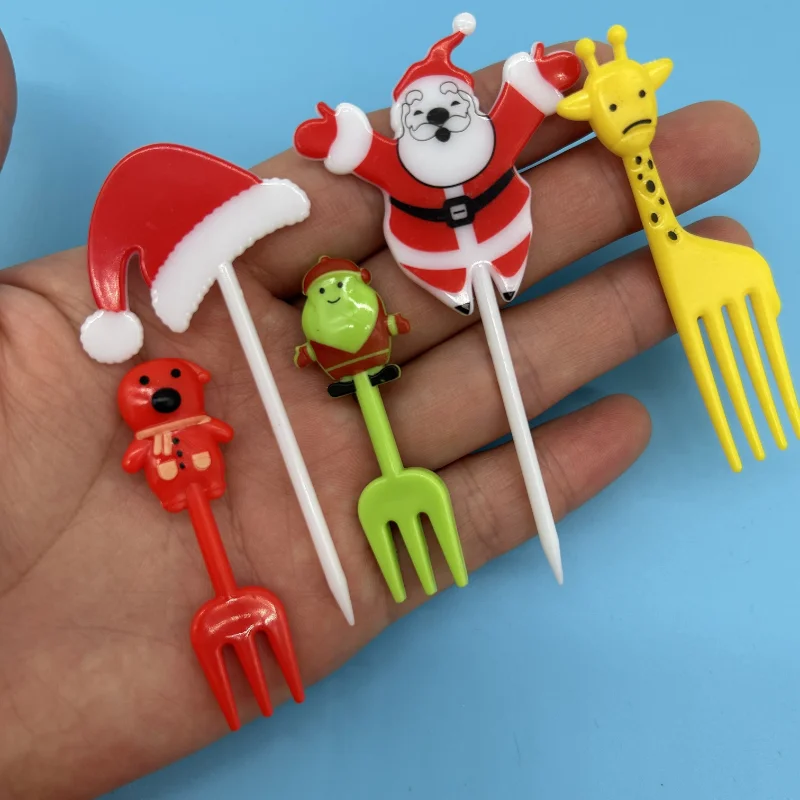 Food Picks Christmas Hallowee Fruit Fork Kids Reusable Lunch Box Toothpick Salad Snack Cake Dessert Fork Decoration