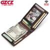 Genuine Leather Slim Money Clip for Men with AirTag Cover RFID Card Holder with ID Window Slim Short Male Billfold  Cash Holder 1