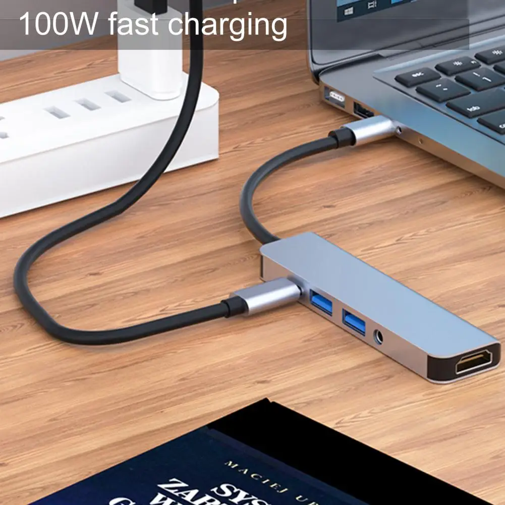 

Прочный 4K 30 Гц Высокая четкость HDMI-совместимый адаптер концентратора Type-C Широкая совместимость USB C концентратор адаптер двойной USB 3,0 для ПК