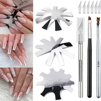 French Cutter For Nails Set, French Tip Cutter Edge Trimmer, Smile Line Acrylic V Cut Nail With Brush 1