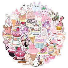 

10/30/50PCS Cute Pink Dessert Rabbit Series Graffiti Stickers Personalized Decoration Motorcycle Luggage Waterproof Wholesale