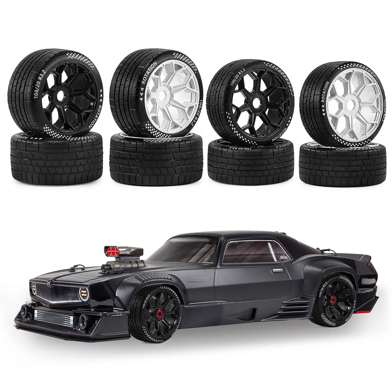 Jeu de pneus RC staggered 1/7 ARRMA Felony Infraction 6S RWD 17mm hex