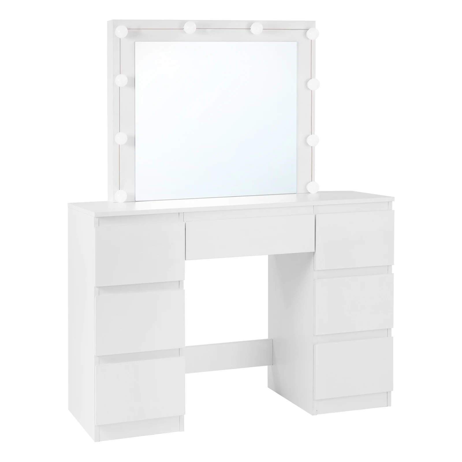 Toeletta Vanity con illuminazione a LED Luminosità regolabile Tavolo cosmetico Specchio grande 7 cassetti per camera da letto per ragazze e donne